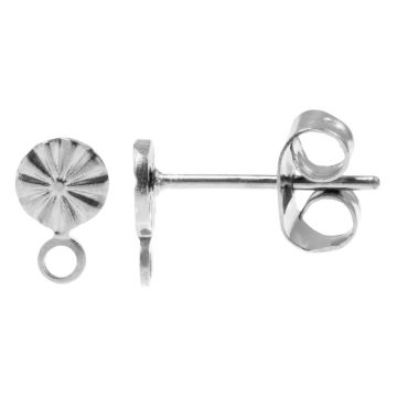 Clous d'Oreilles Acier Inoxydable avec Fermoir (7 x 4.5 mm)  Argent Antique (4 pièces)