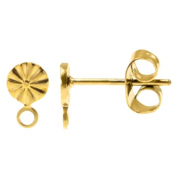 Clous d'Oreilles Acier Inoxydable avec Fermoir (7 x 4.5 mm) 18K Gold Plated (4 pièces)