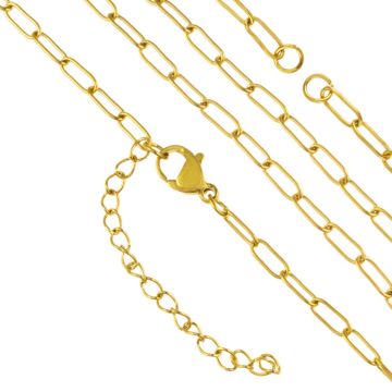 DIY Collier - Collier Acier Inoxydable Réglable (7 x 3 mm / 39 cm) Or (1 pièce)