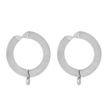 Boucles d'Oreilles Huggie Clip Acier Inoxydable (16 x 13 mm) Argent Antique (4 pièces)