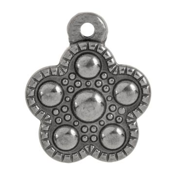 Breloque Acier Inoxydable Fleur (18 x 15 x 3 mm) Argent Antique (5 pièces)