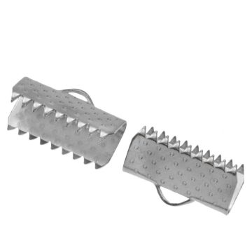 Embout Ruban en Acier Inoxydable (7.5 x 13 mm) Argent Antique (20 pièces)