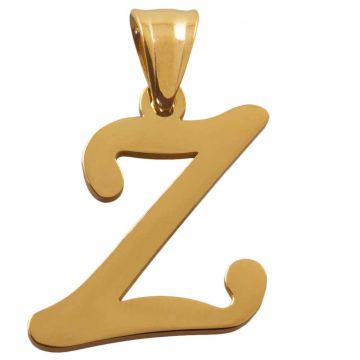 Pendentif Lettre Z Acier Inoxydable (33 x 23 x 2 mm) Or (1 pièce)