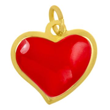 Breloque Émaillée Coeur (13.5 x 14 x 4 mm) Red - 18K Gold Plated (2 pièces)