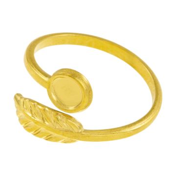 Support de Bague Serti Cabochon Acier Inoxydable (4 mm) 18K Gold Ion Plated (1 pièce)