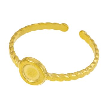 Support de Bague Serti Cabochon Acier Inoxydable (4 mm) 18K Gold Ion Plated (1 pièce)