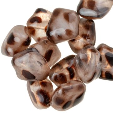 Perles Acryliques Nugget Opaque Bicolore Léopard (20 x 20 x 12 mm) Coconut Brown (10 pièces)