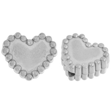 Perles Acier Inoxydable Coeur (8.5 x 10 x 4.5 mm) Argent Antique (2 pièce)