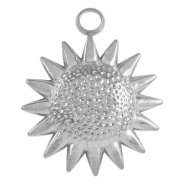 Breloque Acier Inoxydable Soleil (16.5 x 13.5 x 3 mm) Argent Antique (2 pièces)