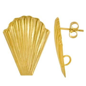 Clous d'Oreilles Acier Inoxydable Coquille avec Fermoir (25 x 20.5 mm)  Or (2 pièces)