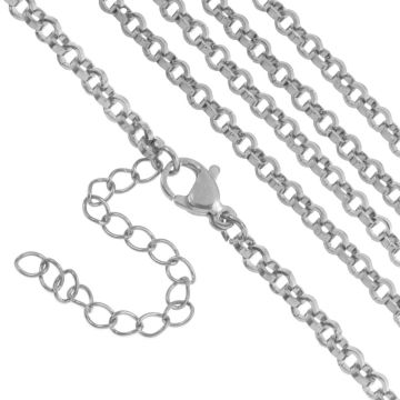 Collier Maille Ronde Acier Inoxydable (45 cm) Argent Antique (1 pièce)