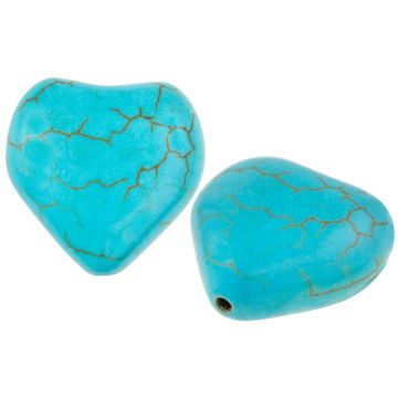 Perles Turquoise Coeur (17 x 17 x 8 mm) Blue Turquoise (5 pièces)