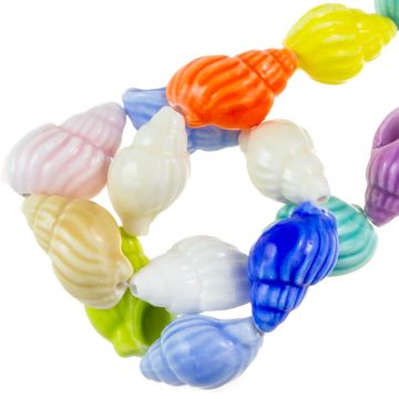 Perles en Céramique Coquille (21x 14 x 12 mm) Mix Color (18 pièces)