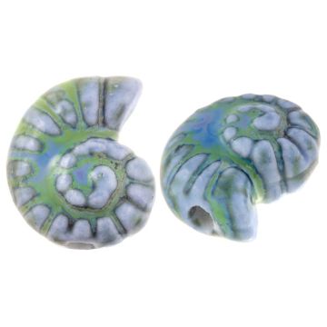 Perles en Céramique Coquille Escargot (17 x 21 x 10 mm) Cornflower Blue (3 pièces)