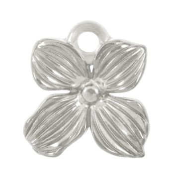 Breloque Acier Inoxydable Fleur (17 x 15 x 3.5 mm) Argent Antique (2 pièces)
