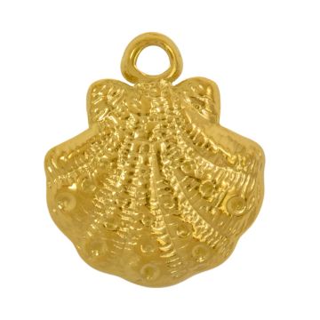 Charm Acier Inoxydable Coquillage (18 x 15 x 3 mm) 18K Gold Ion Plated (2 pièces)