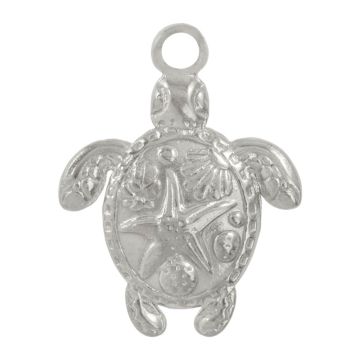 Pendentif Acier Inoxydable Tortue (23 x 18 x 3 mm) Argent Antique (2 pièces)
