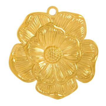 Pendentif Acier Inoxydable Fleur (27 x 25 x 2.5 mm) 18K Gold Plated (1 pièce)
