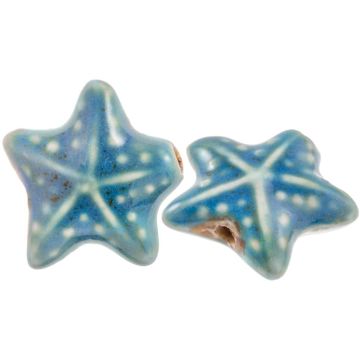 Perles en Céramique Étoile de mer (20 x 21 x 9 mm) Mosaic Blue (3 pièces)