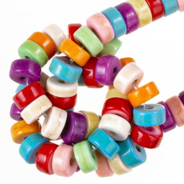 Perles Turquoise Disque Heishi (6 x 3 mm) Mix Color (128 pièces)