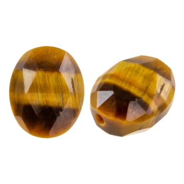 Perles Facettes Oeil de Tigre (9.5 - 10 x 8 x 4.5 mm) 2 pièces