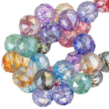 Perles Facettes Rond (8 mm) Mix Color Aurora AB (50 pièces) 