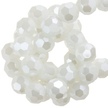 Perles Facettes Opaque Rond (6 mm) Ivory White AB (90 pièces)