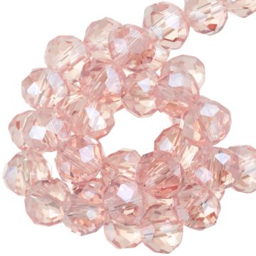 Perles Facettes Rondelles (6 x 5 mm) Soft Pearl Pink (25 pièces) 