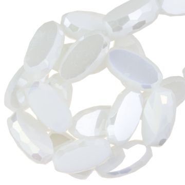 Perles Facettes Ovale (10 x 6 x 4 mm) Pearl White AB (50 pièces) 