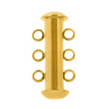Fermoir Coulissant Multi-Chaînes Acier Inoxydable 3 Rangs (20 x 10 mm) Or (1 pièce)