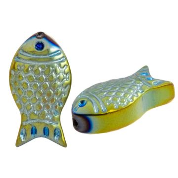 Perles en Verre Électroplaquées (15 x 8 x 5 mm) Green Blue (5 pièces)