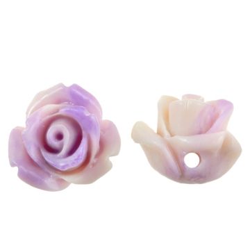 Perles synthétiques en corail Fleur (10 x 10.5 x 8 mm) Misty Lavender (5 pièces)