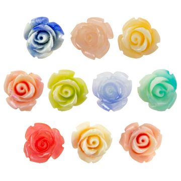 Perles synthétiques en corail Fleur (10 x 10.5 x 8 mm) Mix Color (10 pièces)