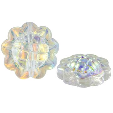 Perles en Verre Électroplaquées Fleur (15 x 8.5 mm) Clear Crystal AB (5 pièces)