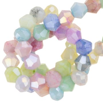 Perles Facettes Opaque Bicone Rondelle (4 mm) Pastel Mix Color AB (80 pièces) 