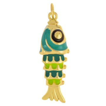 Pendentif Émaillé Poisson (30 x 10 x 7 mm) Teal (1 pièce)