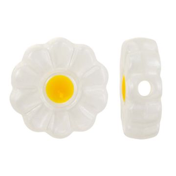 Perles Résine Fleur (10 x 10 x 4 mm) White (2 pièce)