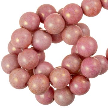 Perles en Verre Tchèques (8 mm) Chalk White Red Luster (20 pièces)