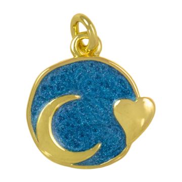 Breloque Émaillé Lune Cœur (13.5 x 12.5 x 2 mm) 18K Gold Plated (1 pièce)
