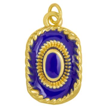 Pendentif Émaillé Chapeau (22 x 13.5 x 5.5 mm) Blue - 18K Gold Plated (1 pièces)