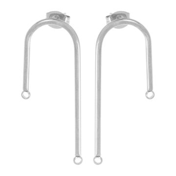 Clous d'Oreilles Acier Inoxydable avec Fermoir (37 x 13 mm) Argent Antique (2 pièces)