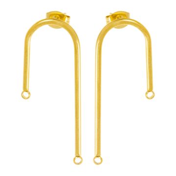 Clous d'Oreilles Acier Inoxydable avec Fermoir (37 x 13 mm) Or (2 pièces)