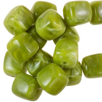 Perles Acryliques Opaque Bicolore (17 x 15.5 x 15.5 mm) Olive Green (10 pièces)