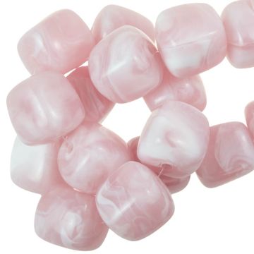 Perles Acryliques Opaque Bicolore (17 x 15.5 x 15.5 mm) Baby Pink (10 pièces)