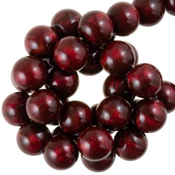 Perles Acryliques Effet Oeil de Tigre (13 mm) Dark Red (25 pièces)
