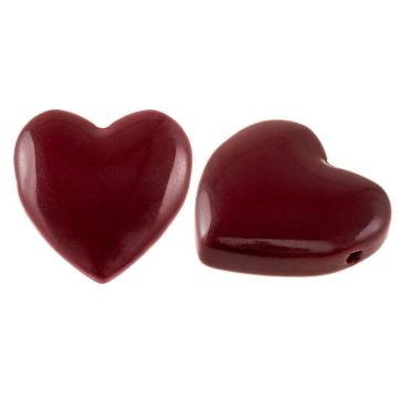 Perles en Verre Coeur (24 x 24 x 9 mm) Burgundy Red (2 pièces)