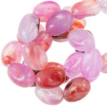 Perles Acryliques Bicolore (14 x 10 x 8.6 mm) Rose Pink (25 pièces)