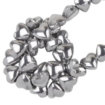 Perles en Hématite Électroplate Coeur (6 x 6 x 3 mm) Silver (25 pièces)