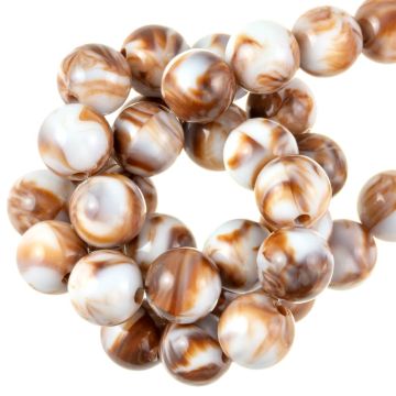 Perles Acryliques Opaque Bicolore (10 mm) Caramel Latte (25 pièces)