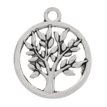Breloque Tibétaines Tree of Life (20 x 17  x 1 mm) Argent Antique (10 pièces)